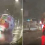 Giant FIFA Inflatable Football Breaks Loose onto Road in El Salvador Amid Storm