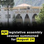 AJK legislative assembly session summoned for August 24
