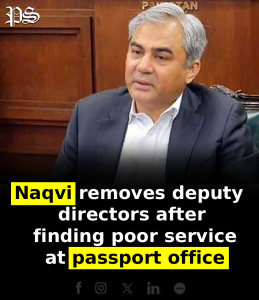 Naqvi removes deputy directors after finding poor service at passport office