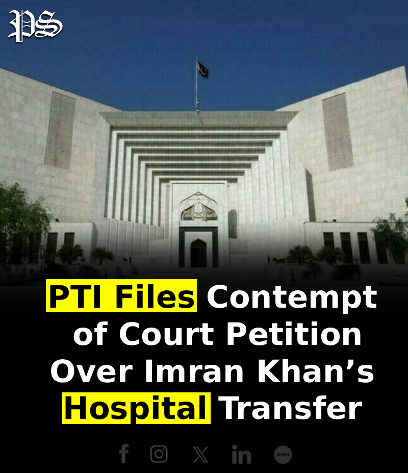PTI Files Contempt of Court Petition Over Imran Khan’s Hospital Transfer