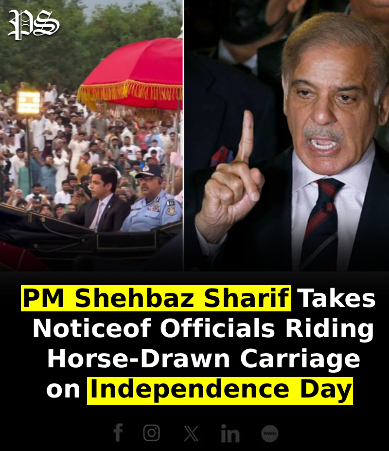PM Shehbaz Sharif Takes Notice of Officials Riding Horse-Drawn Carriage on Independence Day