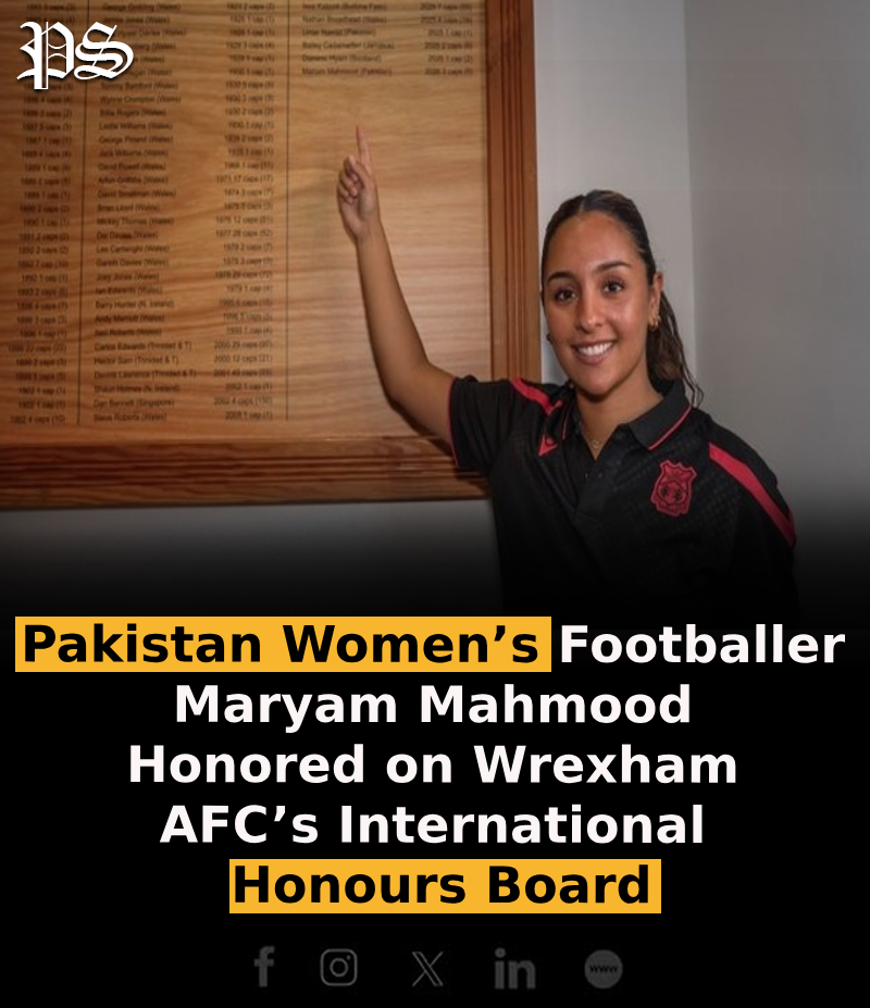 Pakistan Women’s Footballer Maryam Mahmood Honored on Wrexham AFC’s International Honours Board