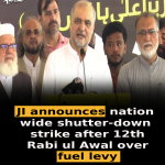 JI announces nationwide shutter-down strike after 12th Rabi ul Awal over fuel levy