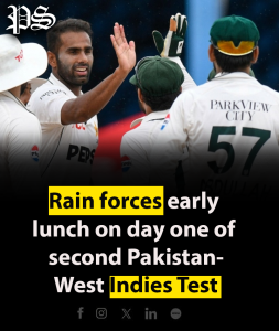 Rain forces early lunch on day one of second Pakistan-West Indies Test