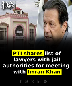 PTI shares list of lawyers with jail authorities for meeting with Imran Khan