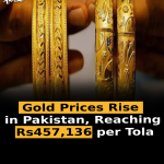 Gold Prices Rise in Pakistan, Reaching Rs457,136 per Tola