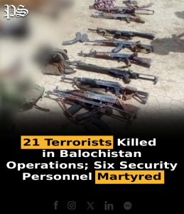 21 Terrorists Killed in Balochistan Operations; Six Security Personnel Martyred