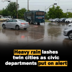 Heavy rain lashes twin cities as civic departments put on alert