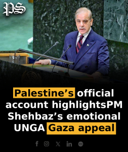 Palestine’s official account highlights PM Shehbaz’s emotional UNGA Gaza appeal