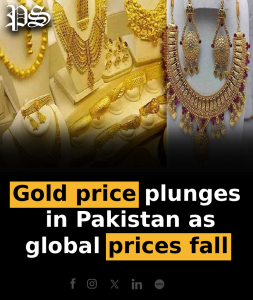 Gold price plunges in Pakistan as global prices fall