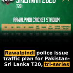 Rawalpindi police issue traffic plan for Pakistan-Sri Lanka T20, tri-series
