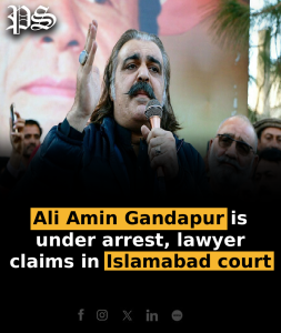 Ali Amin Gandapur is under arrest, lawyer claims in Islamabad court