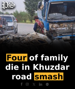 Four of family die in Khuzdar road smash