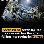 Seven killed, seven injured as van catches fire after falling into ravine in Murree
