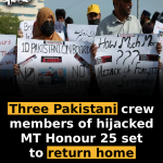 Three Pakistani crew members of hijacked MT Honour 25 set to return home