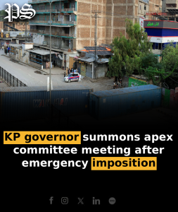 KP governor summons apex committee meeting after emergency imposition
