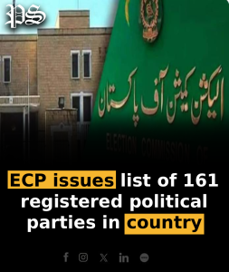 ECP issues list of 161 registered political parties in country