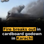 Fire breaks out in cardboard godown in Karachi