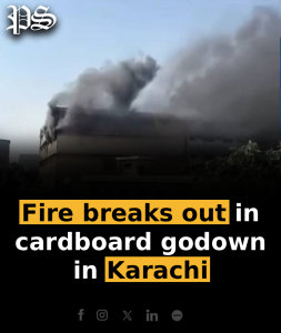 Fire breaks out in cardboard godown in Karachi