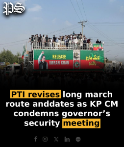 PTI revises long march route and dates as KP CM condemns governor’s security meeting