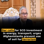 Dar calls for SCO investment in energy, transport; urges Afghanistan to prevent use of soil for terrorism
