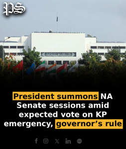 President summons NA, Senate sessions amid expected vote on KP emergency, governor’s rule