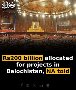 Rs200 billion allocated for projects in Balochistan, NA told