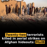Twenty-two terrorists killed in aerial strikes on Afghan hideouts: MoIB