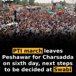 PTI march leaves Peshawar for Charsadda on sixth day, next steps to be decided at Swabi