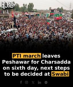 PTI march leaves Peshawar for Charsadda on sixth day, next steps to be decided at Swabi
